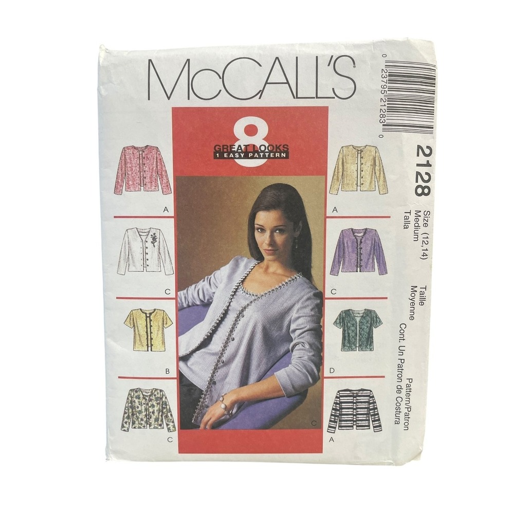 McCALL'S 2128 Misses' Cardigan & Top Pattern Size 12-14 Classic